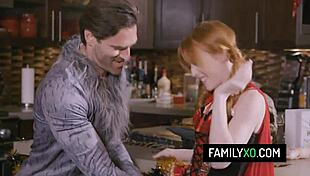 Horny Stepdad Seduces Redhead Stepdaughter on Halloween Night