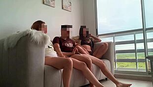 Stepsister And Friend Ride Cock