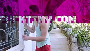 Blonde teen Lola Fae bent over for doggystyle cumshot!