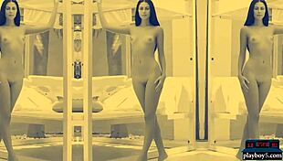 two gorgeous brunettes flirt with camera