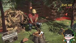 Lumberjack Strips Clothes in Woods Logjam, Bareback Striptease on Christmas Outdoor Nature Scene