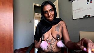 Damn! Desi in Hijab Smoking Hot with Nipple Clamps On! Check Her Out!