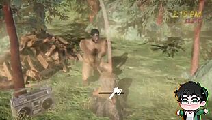 Lumberjack Strips Clothes in Woods Logjam, Bareback Striptease on Christmas Outdoor Nature Scene