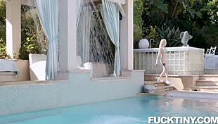 Blonde teen Lola Fae bent over for doggystyle cumshot!