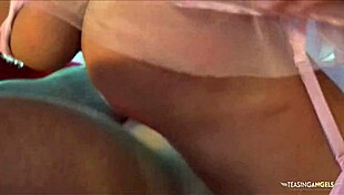 Wow, rollerblading in pink stockings made her crave riding her boyfriend's monster cock hard!