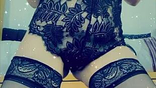 European amateur spanish woman in lingerie masturbates her big ass and natural tits