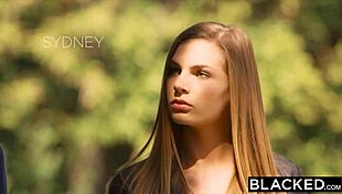 Preppy girl feels overwhelmed in threesome with three massive black cocks