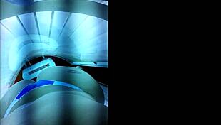 Old Slut Prepares For Lover In Tanning Booth With Anal Assfucking