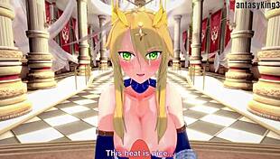 In POV hentai, Artoria Pendragon faces monster in Fate Zero fantasy