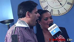 wild orgy at the office with brunette and blonde