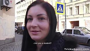 Tricky agent alice c in erotic casting with blowjob and shaved pussy interview.