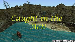 Foxy 3d babe enjoys licking on boat