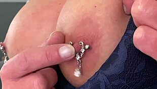 Steamy lingerie clad beauty with natural big tits gets nipple play
