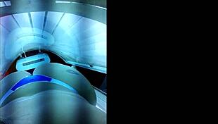 Old Slut Prepares For Lover In Tanning Booth With Anal Assfucking