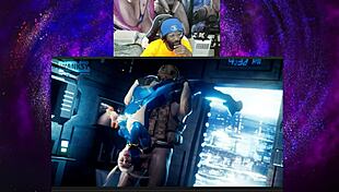 Jaheira's Bald Pussy Takes Anal While Aerith Watches Tifa's POV Fuck and Black Widow's Action