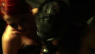 Redhead dyke passionately spanks bound submissive