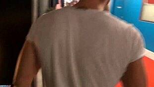 German brunette gets her big tits deepthroated while handcuffed and assfucked hard.