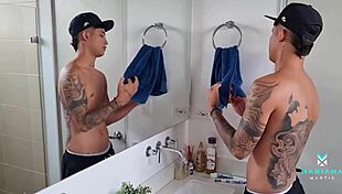 my stepbrother spied on me bathing and left my ass full of cum after muff diving