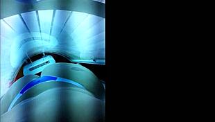 Old Slut Prepares For Lover In Tanning Booth With Anal Assfucking