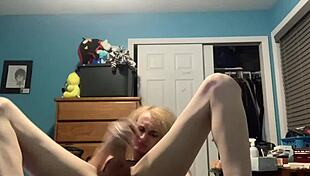 Femboy sissy tranny girl moaning while being penetrated by a big dildo