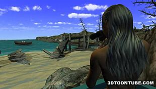 Foxy 3d babe enjoys licking on boat