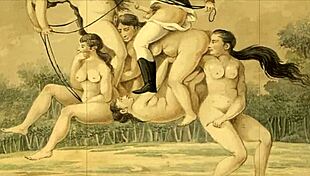 vintage erotic drawings from retro anime comics, showcasing antique styles and detailed illustrations