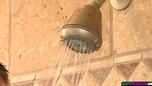 Busty Asian Babe Strokes Dick In Shower!