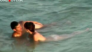 i thought she’d swallow but got cum all over at beach sex