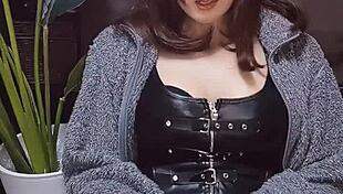 look at this cute boy-girl stroking her dick