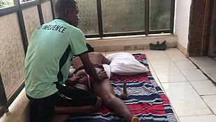 Massage leading to doggy style and dildo penetration