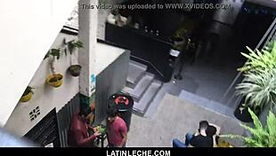 latinleche - sexy latino boy gets covered in cum by four hung guys