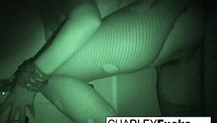 Charley Chases Performs Blowjob and Hardcore Sex with Brunette Babe in Night Vision.