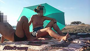 Flashing my cock boldly at a crowded public beach