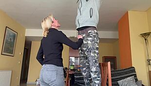 Passionate Hot Wife Blowjob to Electrician and Intense Fuck with Cum Inside