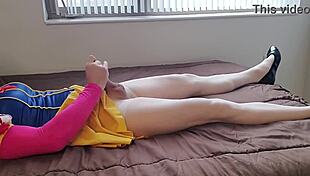 Crossdresser Jerks Off In Snow White Cosplay