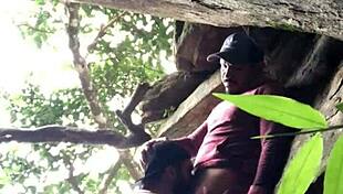 Sex on the beach with big cock and hairy ass