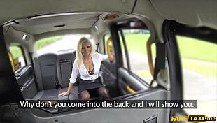 busty blonde estate agent chick gets drilled in cab. spying on her heels makes it hotter.