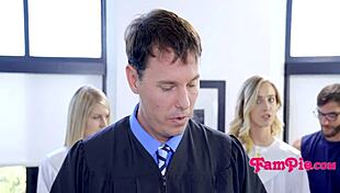 This petite blonde church girl is fucking her stepbro while singing hymns.