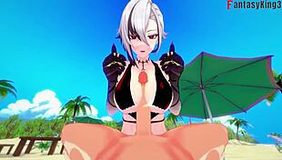 Arlecchino Bikini Beach Sex Pounding Hard in Genshin Impact Fantasy