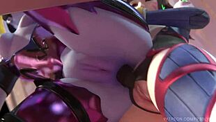 d.va mercy widowmaker licking pussy in lesbian defloration! so hot!