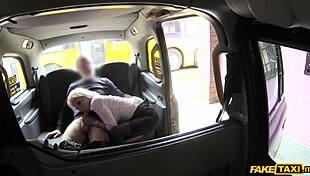 busty blonde estate agent chick gets drilled in cab. spying on her heels makes it hotter.