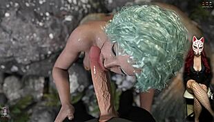 Mermaid in costume sucks monster cock roughly with big tits bouncing