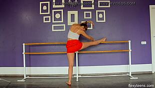 Yanna performs flexible gymnast routines in gym