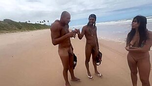 Went with my friend to flash at a nudist beach for big guys