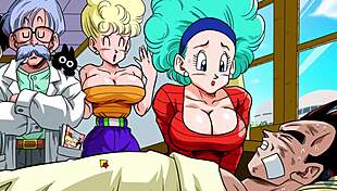 Hey, bulma's on an adventure with big busty tits in this hentai game