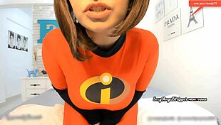 Cock hero evolution game features a sexy cosplay girl challenging you. Can you resist cumming to her daring instructions?