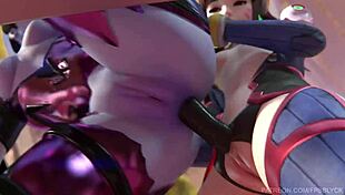 d.va mercy widowmaker licking pussy in lesbian defloration! so hot!