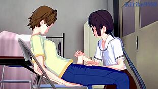 Hanako honda and chisato higuchi intense futanari sex - asobi asobase hentai, creampie and lesbian outfit