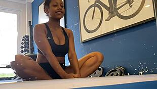 brazilian brunette flashes cute ass at gym 😏