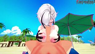 Arlecchino Bikini Beach Sex Pounding Hard in Genshin Impact Fantasy